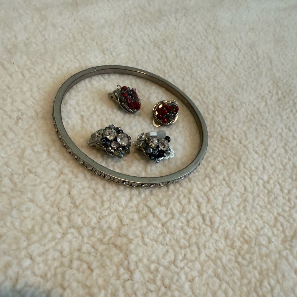Elegant Silver and Red Jewelry Set